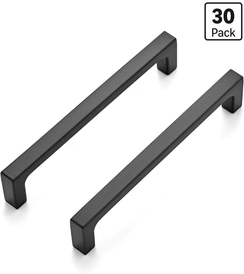 Ravinte 5" Cabinet Handles Matte Black Square Pulls 30 Pack 128mm Open Box